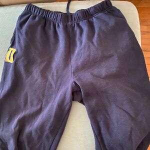Garage Navy Sweatpants  with embroidered D on the side